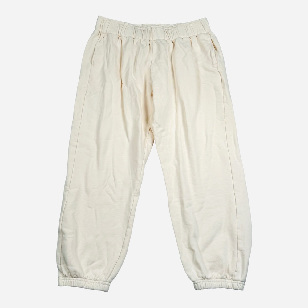 Pact Sweatpants Women Large Cream Organic Cotton Joggers Elastic Waist Pants